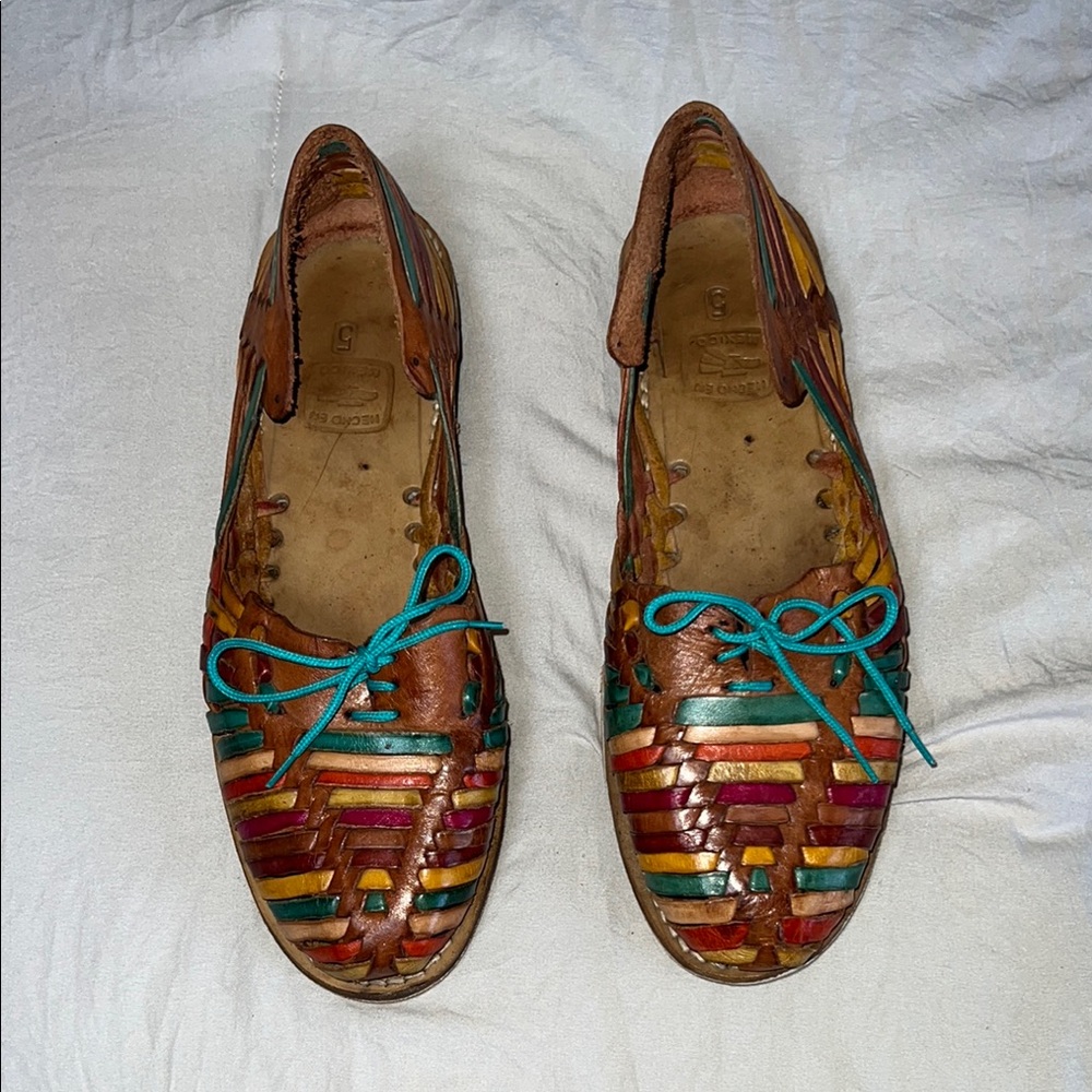 Huarache hand made Real‎ Leather turquoise,colors Size Mexico 5 US 7.5